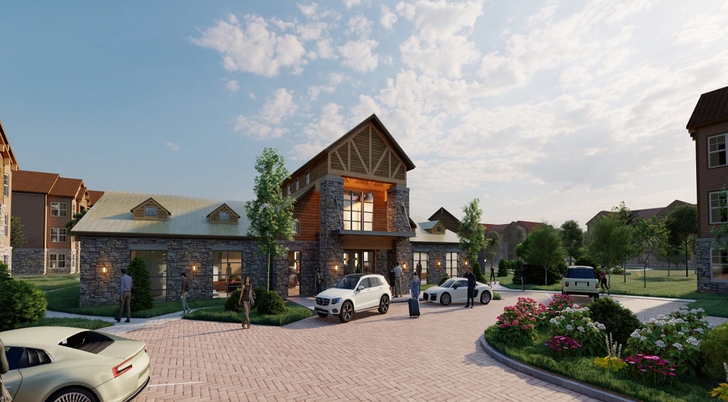 Artist's rendering of Katy apartments club house