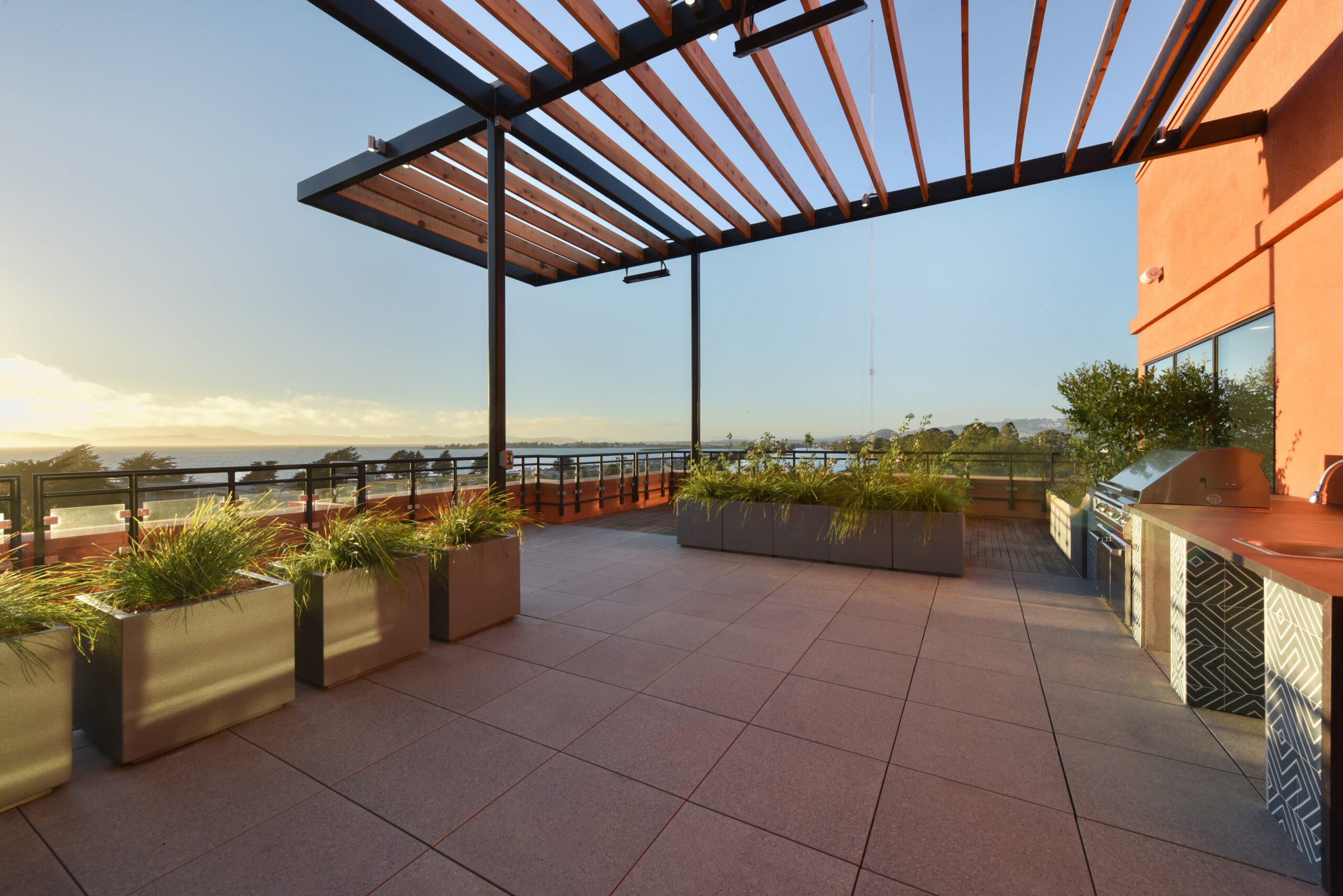 Top deck area at Bayview Apartments